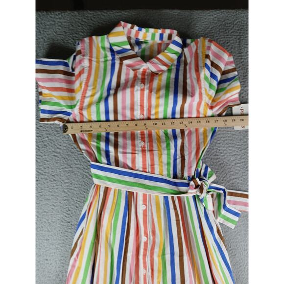 Target Pride Rainbow Dress Womens Medium Shirt Button Up Belted Maxi Stripe NWT - Picture 6 of 8